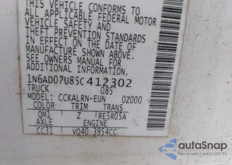 2005 Nissan Frontier Nismo Off Road из США, поврежденный, VIN 1N6AD07U85C412302